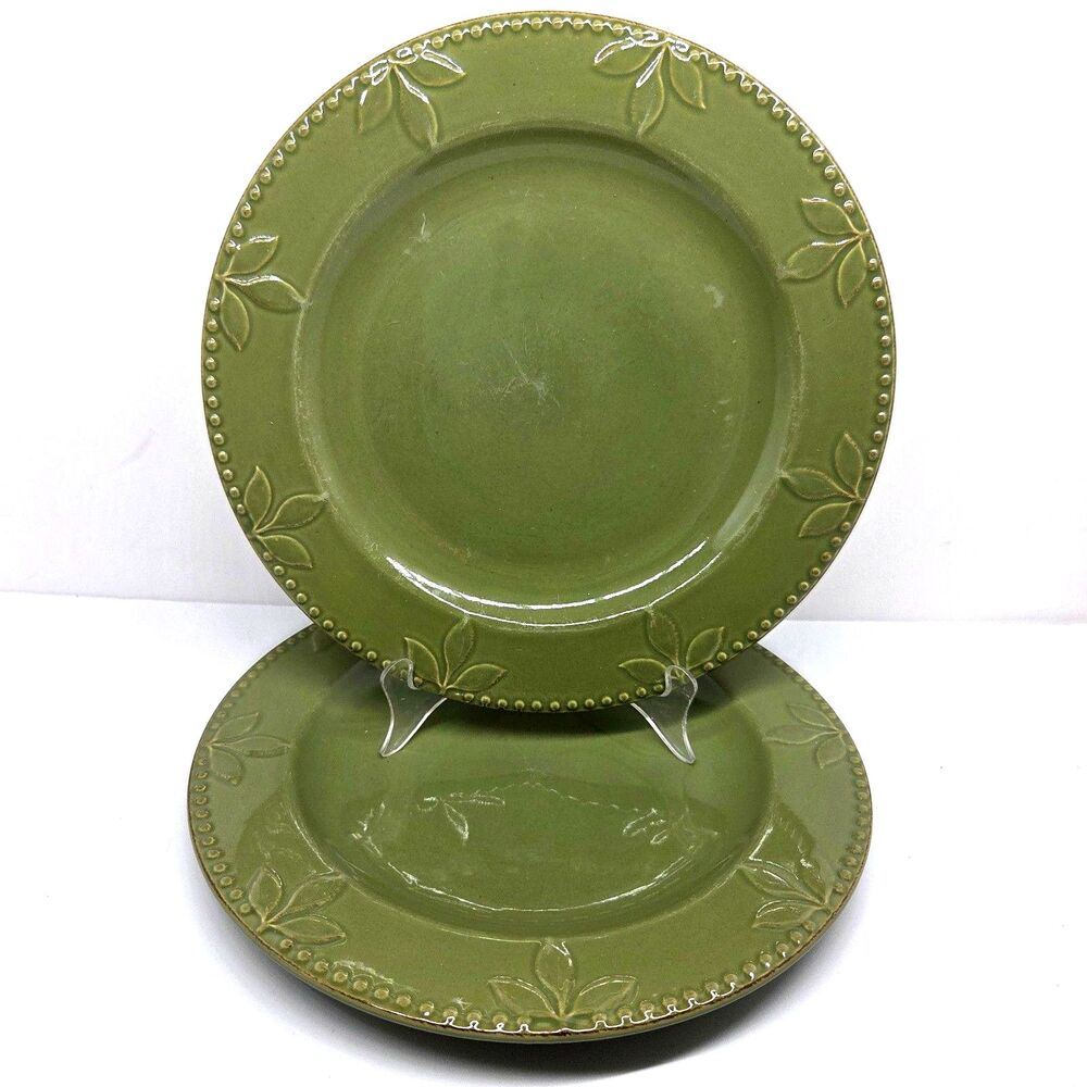 Signature Sorrento Debby Segura Set Of 2 Beaded Edge 11 1/4" Dinner Plates GUC